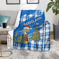 Scotland Christmas Blanket with Nessie Santa Hat and Blue Tartan Tree - Wonder Print Shop