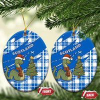 Scotland Christmas Ceramic Ornament with Nessie Santa Hat and Blue Tartan Tree - Wonder Print Shop
