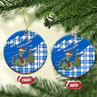 Scotland Christmas Ceramic Ornament with Nessie Santa Hat and Blue Tartan Tree - Wonder Print Shop