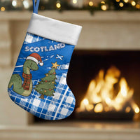 Scotland Christmas Stocking with Nessie Santa Hat and Blue Tartan Tree - Wonder Print Shop
