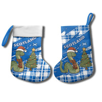 Scotland Christmas Stocking with Nessie Santa Hat and Blue Tartan Tree - Wonder Print Shop
