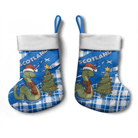 Scotland Christmas Stocking with Nessie Santa Hat and Blue Tartan Tree - Wonder Print Shop