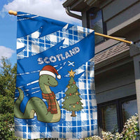 Scotland Christmas Garden Flag with Nessie Santa Hat and Blue Tartan Tree - Wonder Print Shop