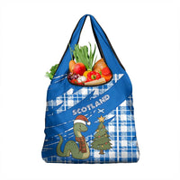 Scotland Christmas Grocery Bag with Nessie Santa Hat and Blue Tartan Tree - Wonder Print Shop