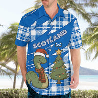 Scotland Christmas Hawaiian Shirt with Nessie Santa Hat and Blue Tartan Tree - Wonder Print Shop