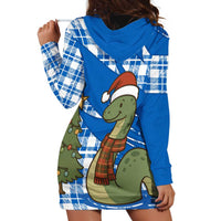 Scotland Christmas Hoodie Dress with Nessie Santa Hat and Blue Tartan Tree - Wonder Print Shop