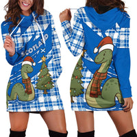 Scotland Christmas Hoodie Dress with Nessie Santa Hat and Blue Tartan Tree - Wonder Print Shop
