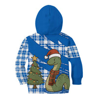 Scotland Christmas Kid Hoodie with Nessie Santa Hat and Blue Tartan Tree - Wonder Print Shop