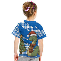 Scotland Christmas Kid T Shirt with Nessie Santa Hat and Blue Tartan Tree - Wonder Print Shop
