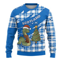 Scotland Christmas Ugly Christmas Sweater with Nessie Santa Hat and Blue Tartan Tree - Wonder Print Shop
