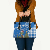 Scotland Christmas Leather Bag with Nessie Santa Hat and Blue Tartan Tree - Wonder Print Shop