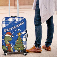 Scotland Christmas Luggage Cover with Nessie Santa Hat and Blue Tartan Tree - Wonder Print Shop