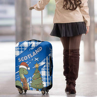 Scotland Christmas Luggage Cover with Nessie Santa Hat and Blue Tartan Tree - Wonder Print Shop