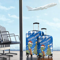 Scotland Christmas Luggage Cover with Nessie Santa Hat and Blue Tartan Tree - Wonder Print Shop