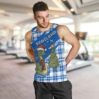 Scotland Christmas Men Tank Top with Nessie Santa Hat and Blue Tartan Tree - Wonder Print Shop