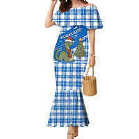 Scotland Christmas Mermaid Dress with Nessie Santa Hat and Blue Tartan Tree - Wonder Print Shop