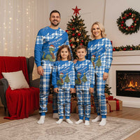 Scotland Christmas Pajama Set with Nessie Santa Hat and Blue Tartan Tree - Wonder Print Shop