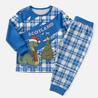 Scotland Christmas Pajama Set with Nessie Santa Hat and Blue Tartan Tree - Wonder Print Shop
