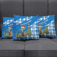 Scotland Christmas Pillow Cover with Nessie Santa Hat and Blue Tartan Tree - Wonder Print Shop