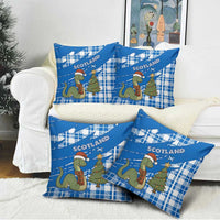 Scotland Christmas Pillow Cover with Nessie Santa Hat and Blue Tartan Tree - Wonder Print Shop