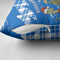 Scotland Christmas Pillow Cover with Nessie Santa Hat and Blue Tartan Tree - Wonder Print Shop