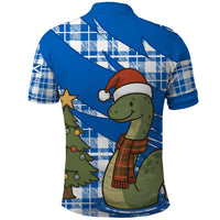 Scotland Christmas Polo Shirt with Nessie Santa Hat and Blue Tartan Tree - Wonder Print Shop