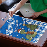 Scotland Christmas Puzzle with Nessie Santa Hat and Blue Tartan Tree - Wonder Print Shop