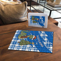 Scotland Christmas Puzzle with Nessie Santa Hat and Blue Tartan Tree - Wonder Print Shop