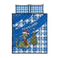 Scotland Christmas Quilt Bed Set with Nessie Santa Hat and Blue Tartan Tree - Wonder Print Shop