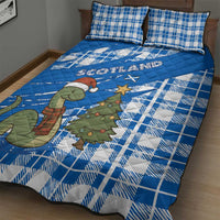 Scotland Christmas Quilt Bed Set with Nessie Santa Hat and Blue Tartan Tree - Wonder Print Shop