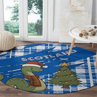 Scotland Christmas Round Carpet with Nessie Santa Hat and Blue Tartan Tree - Wonder Print Shop
