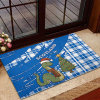 Scotland Christmas Rubber Doormat with Nessie Santa Hat and Blue Tartan Tree - Wonder Print Shop
