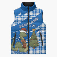 Scotland Christmas Sleeveless Puffer Jacket with Nessie Santa Hat and Blue Tartan Tree - Wonder Print Shop