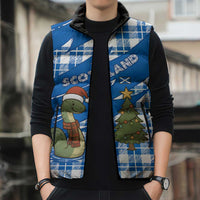 Scotland Christmas Sleeveless Puffer Jacket with Nessie Santa Hat and Blue Tartan Tree - Wonder Print Shop