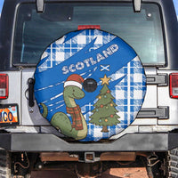 Scotland Christmas Spare Tire Cover with Nessie Santa Hat and Blue Tartan Tree - Wonder Print Shop
