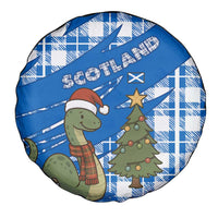 Scotland Christmas Spare Tire Cover with Nessie Santa Hat and Blue Tartan Tree - Wonder Print Shop