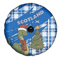 Scotland Christmas Spare Tire Cover with Nessie Santa Hat and Blue Tartan Tree - Wonder Print Shop
