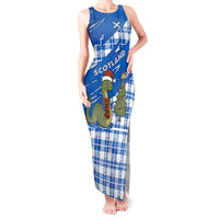 Scotland Christmas Tank Maxi Dress with Nessie Santa Hat and Blue Tartan Tree - Wonder Print Shop