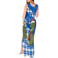Scotland Christmas Tank Maxi Dress with Nessie Santa Hat and Blue Tartan Tree - Wonder Print Shop