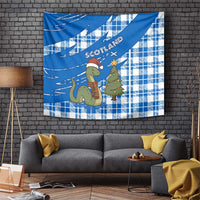 Scotland Christmas Tapestry with Nessie Santa Hat and Blue Tartan Tree - Wonder Print Shop