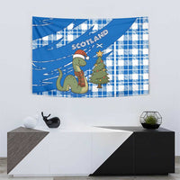 Scotland Christmas Tapestry with Nessie Santa Hat and Blue Tartan Tree - Wonder Print Shop