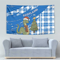 Scotland Christmas Tapestry with Nessie Santa Hat and Blue Tartan Tree - Wonder Print Shop