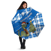 Scotland Christmas Umbrella with Nessie Santa Hat and Blue Tartan Tree - Wonder Print Shop