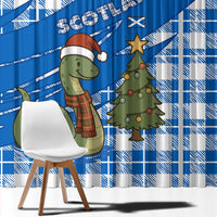 Scotland Christmas Window Curtain with Nessie Santa Hat and Blue Tartan Tree - Wonder Print Shop