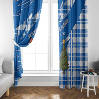 Scotland Christmas Window Curtain with Nessie Santa Hat and Blue Tartan Tree - Wonder Print Shop