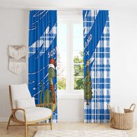Scotland Christmas Window Curtain with Nessie Santa Hat and Blue Tartan Tree - Wonder Print Shop