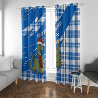 Scotland Christmas Window Curtain with Nessie Santa Hat and Blue Tartan Tree - Wonder Print Shop