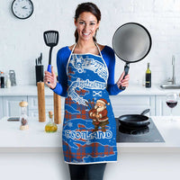 Scotland Christmas Apron with Santa Playing Bagpipes and Blue Red Tartan Music Notes - Wonder Print Shop