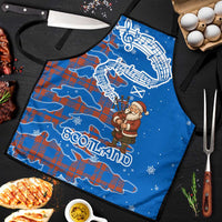Scotland Christmas Apron with Santa Playing Bagpipes and Blue Red Tartan Music Notes - Wonder Print Shop