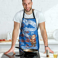 Scotland Christmas Apron with Santa Playing Bagpipes and Blue Red Tartan Music Notes - Wonder Print Shop